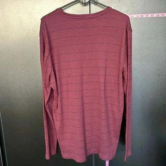 Structure Long Sleeve ribbed pullover, boatneck,thin stripe, color wine/black - Picture 4 of 9